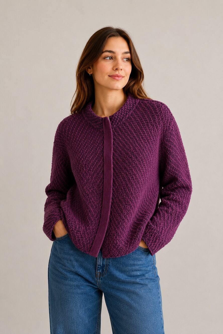Habitat Textured Knit Jacket Cardigan XL Purple Black